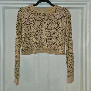 Forever 21 Cheetah Long Sleeve Crop Top Size Large
